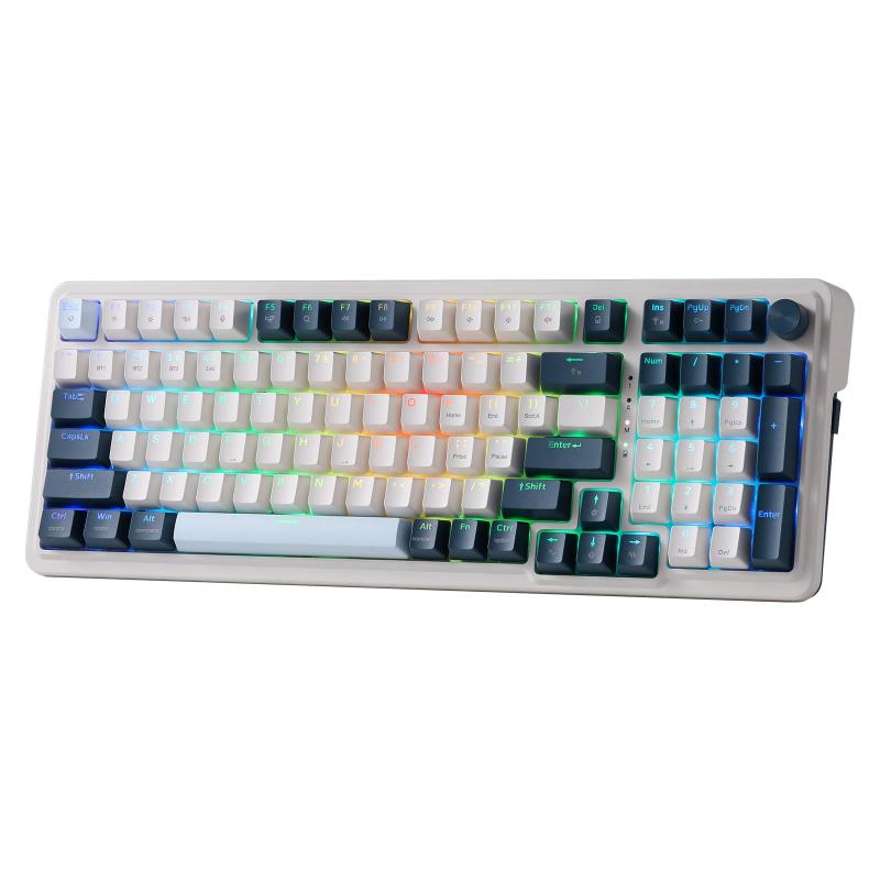 Redragon k686 pro 98ワイヤレスガスケットrgbゲーミングキーボードのキー,3モード勝利/ macメカニカルキーボードw/5層ノイズ抑制,専用のノブコントロール&amp;リニアレッドスイッチでホットスワッ｜GRATIQUE MIEI