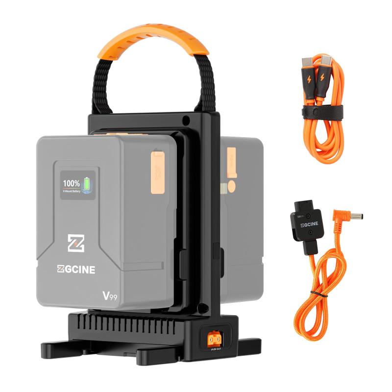Xtahdge VM-C2 キット デュアルチャンネル Vマウント バッテリー充電器 Vロック バッテリー充電器 100W USB-C PD 急速充電器 ほとんどのVマウントバッテリー用 DC入力 Dタップ出力付き｜GRATIQUE MIEI