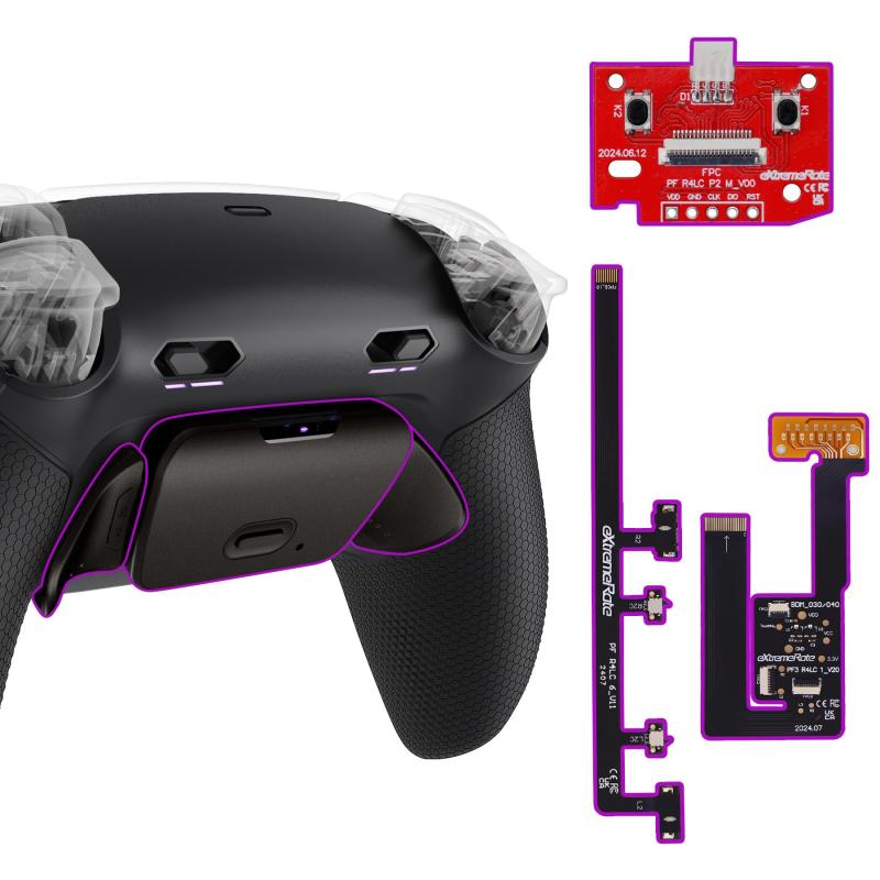 eXtremeRate ps5コントローラーBDM-030 040 050対応RISE Plus MAX RMBバックパドルキット、クリッキートリガーストップ&ラバーグリップ付き、ps5コントローラー対応用リマップ可能なリアルメタル背面|GRATIQUE MIEI