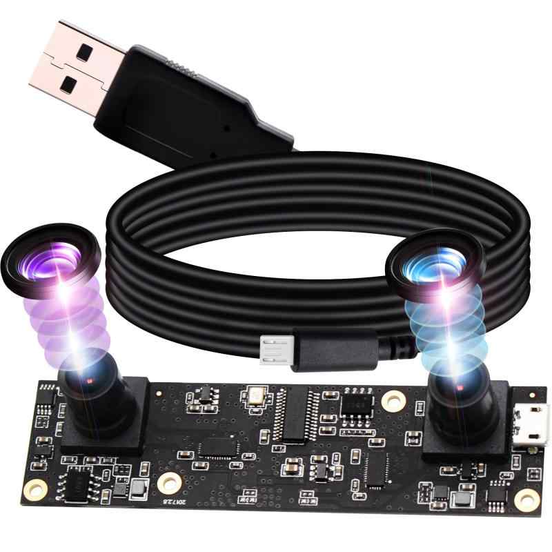 ELP webカメラ 200万画素 デュアルレンズ カメラ FHD 1080p 30fpsウェブカメラ 広角 カメラ 1/3” CMOS AR0330 usb camera 2mp 高フレームレート 高速 full hd web cam 顔認識 VR視覚|GRATIQUE MIEI
