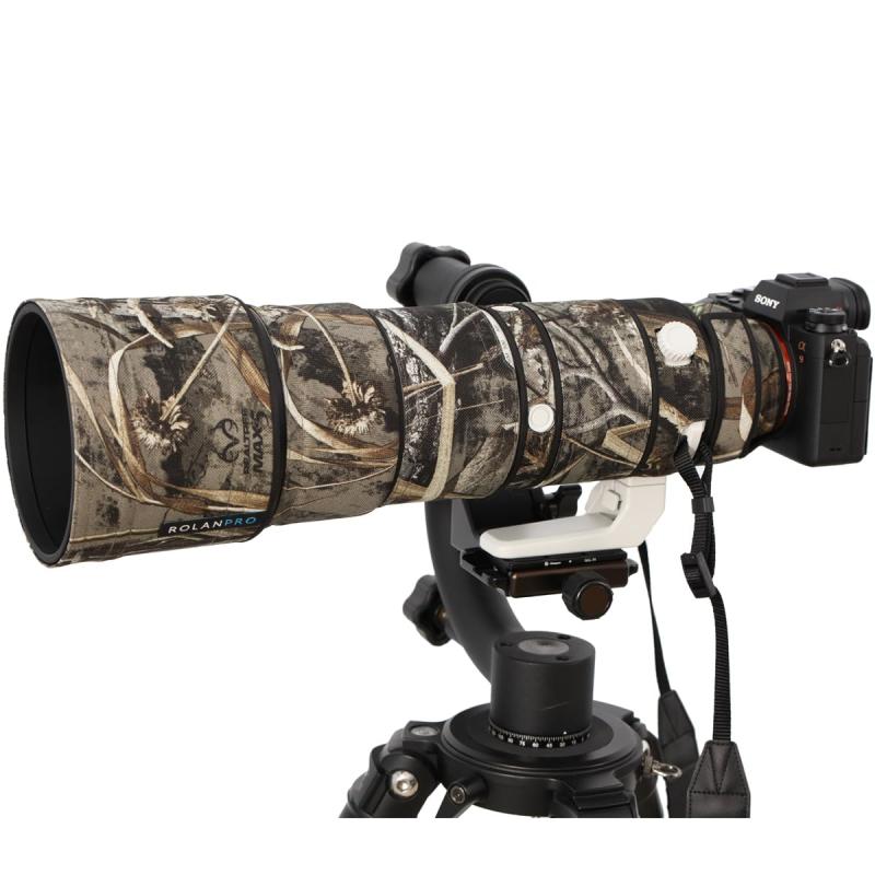 Rolanpro レンズコート ソニー FE 200-600mm F5.6-6.3 G OSS対応 専用レンズ炮衣 レンズ保護カバー防水・防傷・滑り止め/三脚座環独立操作AF ボタン操作感維持遮光罩反転装着可-：9#枯れ草迷彩（MY-168｜GRATIQUE MIEI