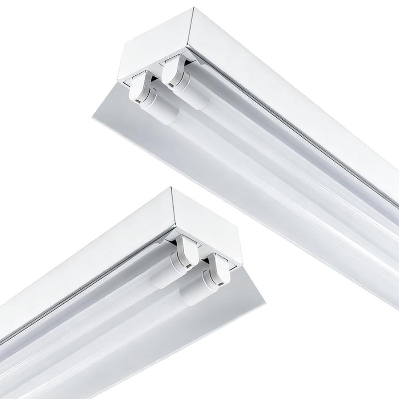 反射笠付2灯型器具 2灯式 LED40W形直管専用 led蛍光灯40W型２本付き 高輝度 5200LM 消費電力18W&times;2 昼白色 5000K 器具一体型 ベースライト形 蛍光灯照明器具の取り替え 120cmLEDランプに適用 両側給電｜GRATIQUE MIEI