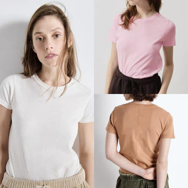 Tシャツ レディース 半袖 クルーネック カットソー コットン 綿100% 無地 バックシーム ベーシック ジャストショルダー 柔らかい シンプル 着心地良い 定番 カジュアル 普段着 オールシーズン｜GRATIQUE MIEI