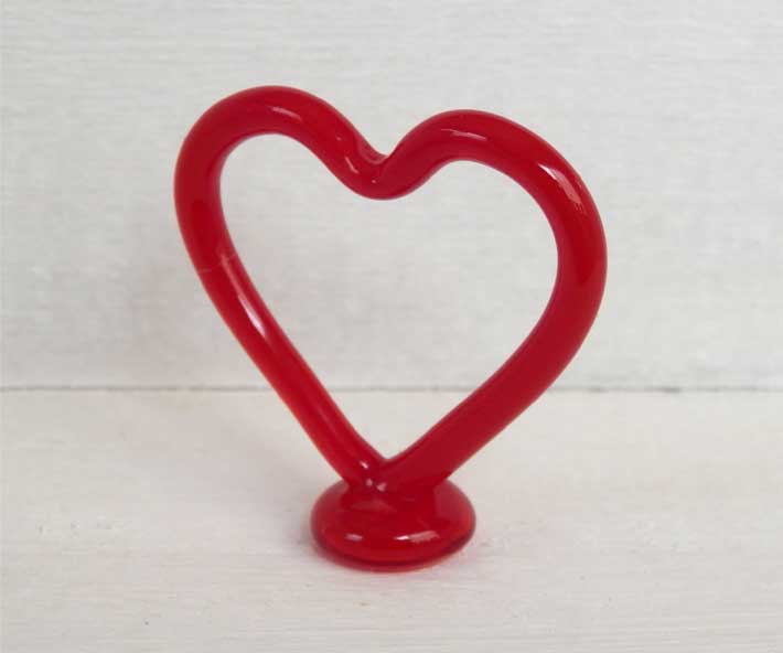 ハート型ガラスアート 赤 青 ハート型ガラスアート 赤 青