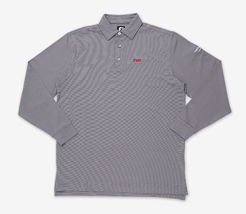 【即納】【対応】★ボーケイ ポロ VOKEY FJ PRO DRY THERMOCOOL LONG SLEEVE STRIPE TOUR POLO SHIRT BLACK GRAY L (21466)｜パターアイランド