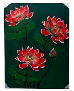 送料無料 バリ島直輸入 ウブド バリ絵画　大（Ｆ）フラワー アクリル画 アジアン バリ 雑貨