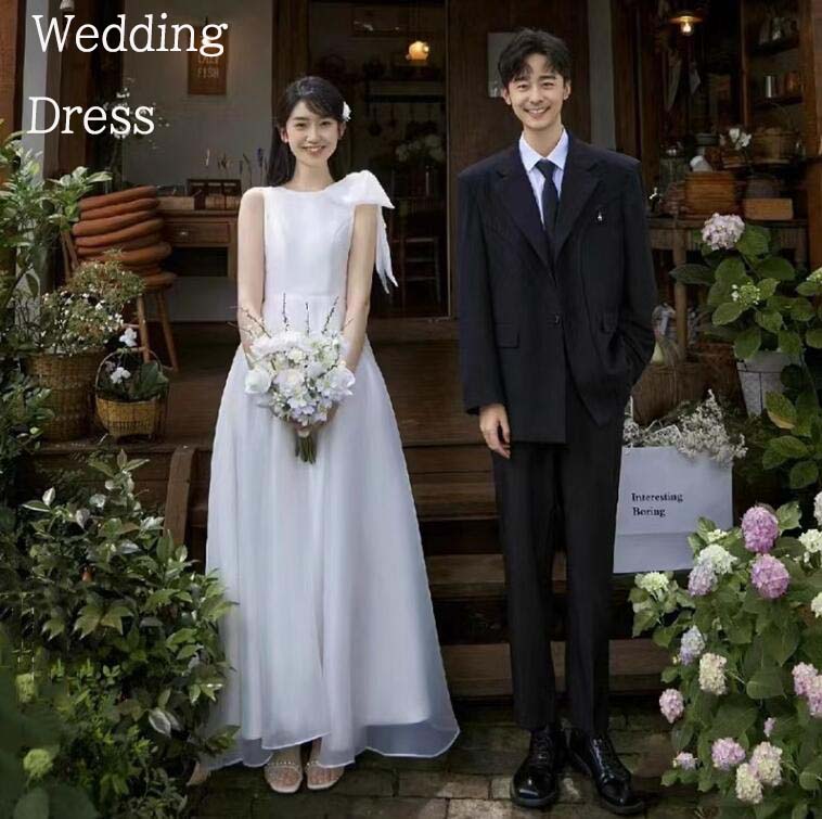 ウェディングドレス リボン シンプル お花嫁ドレス 前撮り/後撮り 結婚式 白ドレス ロングドレス フォトウェディング 撮影 パーティー 二次会 演奏会 ピアノ ブライダル 海外旅行 披露宴 ワンピース ロマンティック 謝恩会 プレゼント ギフト 贈り物 送料無料|ぴょんぴょんショップ