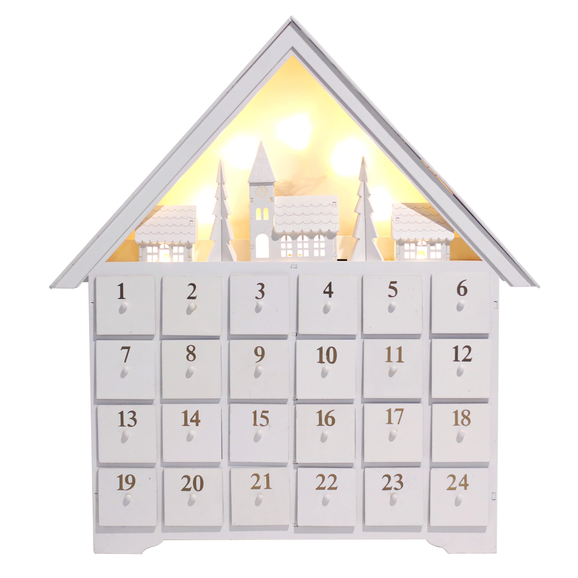 Christmas Advent Calendar クリスマス 木製 白いアドベントカレンダーハウス 24引き出しとLEDライト 大きいサイズ 大人用 子供用 ホームデコレーション 再利用可能 雰囲気 お祝い ホリデー 家庭 プレゼント ギフト 贈り物 送料無料 9,229円