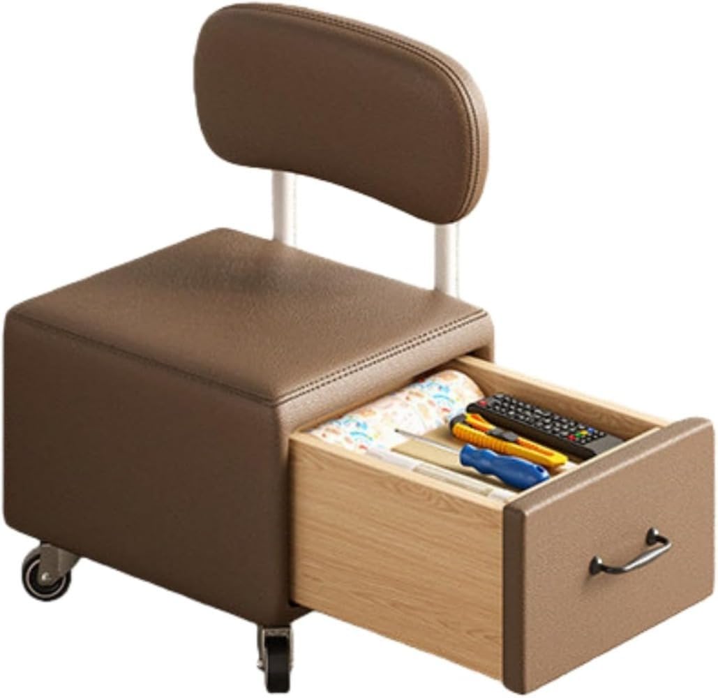 収納スツール 多機能 ポータブル キャスター付き フットスツール 靴交換用 コンパクト 省スペース リビング 玄関 リビングルーム用 スツール収納 (カーキ)