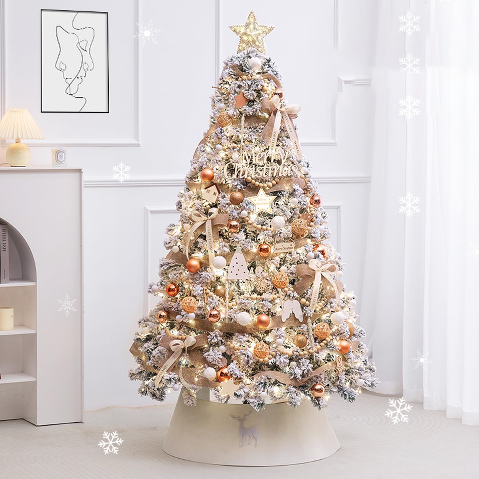 クリスマスツリー 大型 針葉樹 おしゃれ 窓周り 2.4M パーティー 会社 イベント かわいい 豪華 上品 クリスマス飾り 高濃密度 北欧風 クリスマスデコレーション クリスマスツリー（雪化粧） 飾り付き 置きやすい 豊富な枝数 ドイツトウヒツリー DIY装飾｜ぴょんぴょんショップ