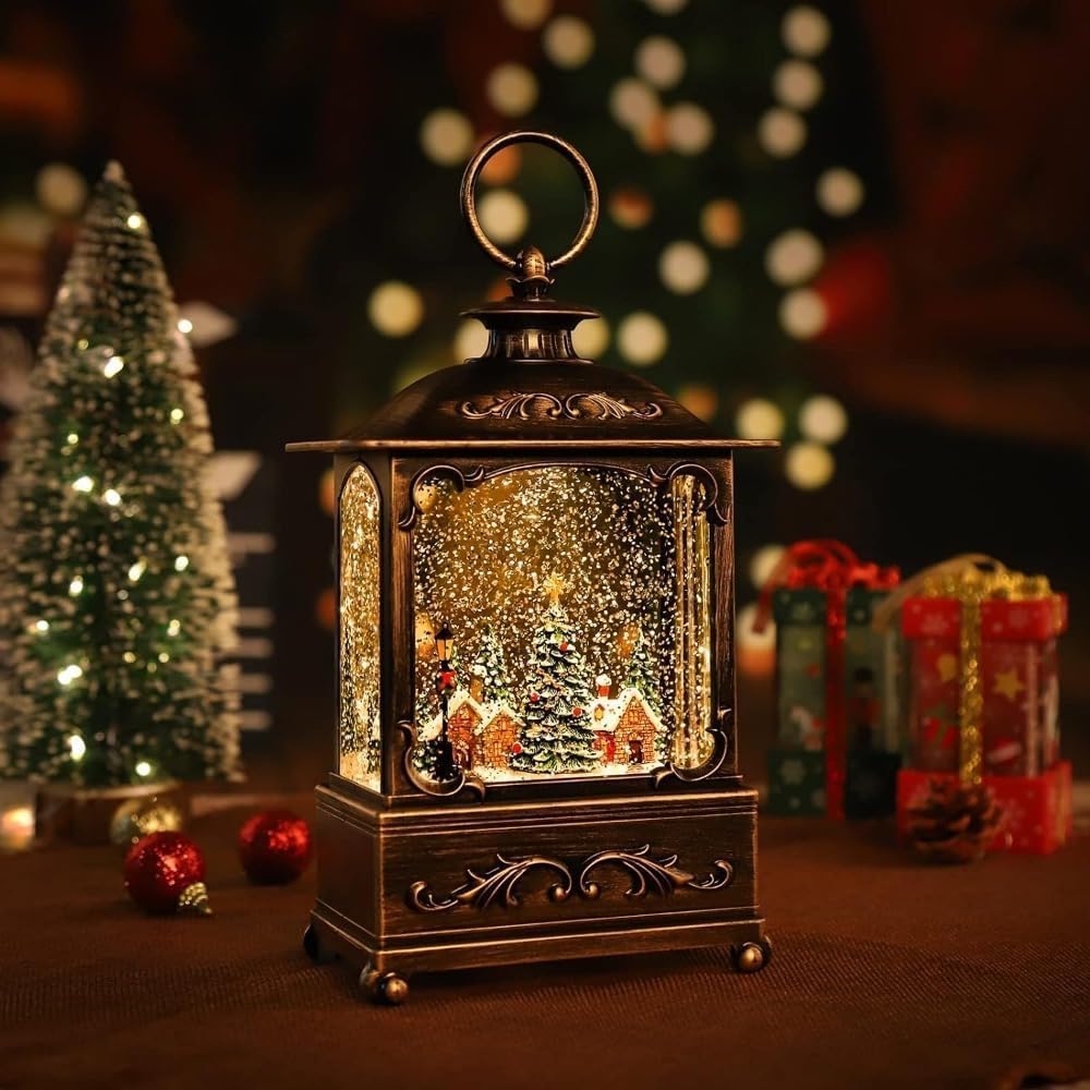クリスマスランタン 点灯 クリスマス スノードーム ランタン スノードームランタン USB+音楽クリスマスウォーターランタン スノーグローブ ポータブル クリエイティブ キュート クリスマス 室内装飾 魅力的なギフト (エルフの木)