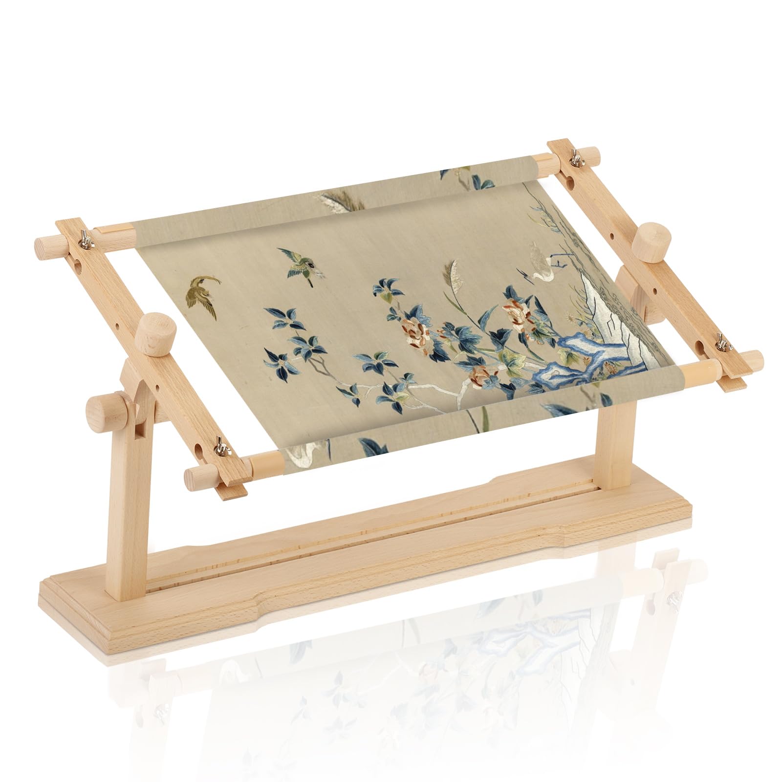 刺繍スタンド 卓上 木製 刺繍台 大型 四角 刺しゅう枠 クロスステッチ スタンド 220度上下回転 角度調整可能 刺繍枠スタンド 刺繍愛好家、DIYハンドメイド、ステッチ裁縫クラフト用