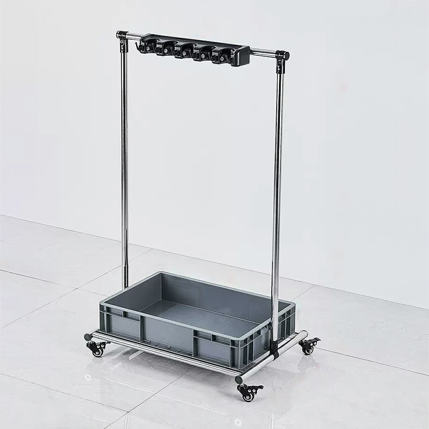 モップホルダー 箒ホルダー モップ排水ラック 掃除用具 収納 掃除用具入れ 移動式 掃除用具収納ラック キャスター付き 清掃カート 業務用 掃除 ツールカート ホテル 工場 学校 会社 病院用｜ぴょんぴょんショップ