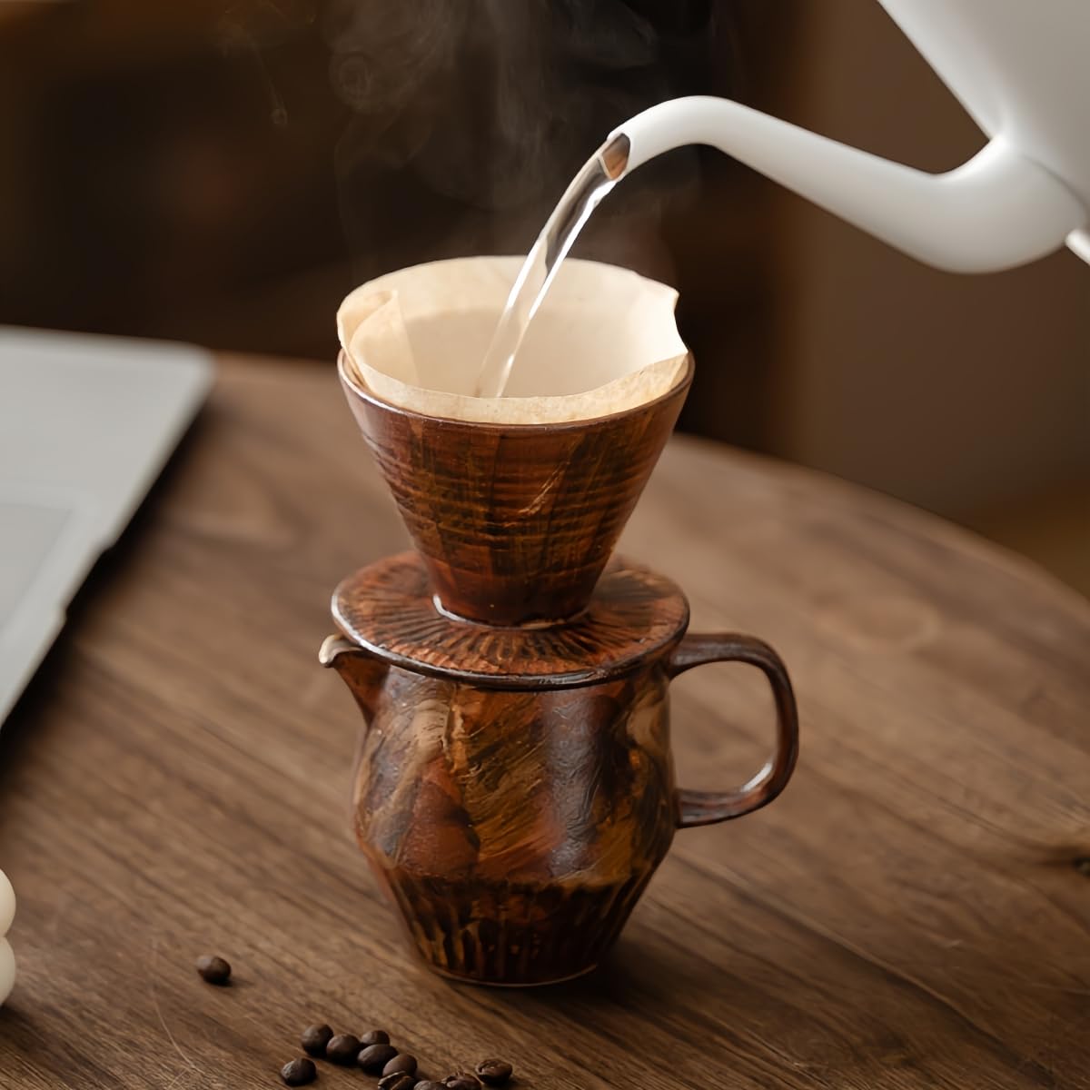 コーヒードリッパー コーヒーサーバーセット 復古風 陶磁器製・高ホウ素シリカガラス製 ハンドドリップセット コーヒーサーバー ドリッパー コーヒー用品 洗いやすい 多用途 家用 喫茶店 プレゼント おしゃれ