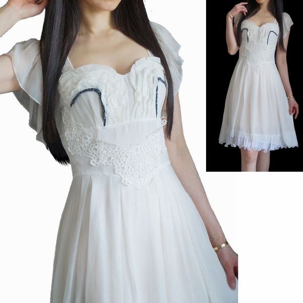 セール品 シルクワンピース Silk100 胸元フリルビーズ刺繍レースフレアワンピース パーティードレス パーティー Aライン ひざ下 ミモレ丈 ワンピース 夏 結婚式 二次会 お呼ばれ お食事会 デート オフホワイト 白 クラシカル ワンピース 週間ランキング１位獲得