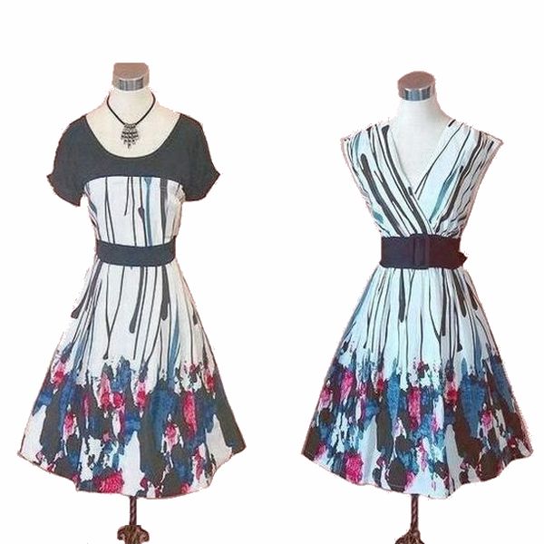 【ラスト１点】【２点よりどり１万円対象】ワンピース 半袖 きれいめ レディース 夏 重ね着デザイン フレア プリント ホワイト レッド 白 ドレス 結婚式 二次会 花柄 ストレッチ 光沢 フォーマル ブライダル パーティードレス 謝恩会 パーティー ドレスワンピ Ｓサイズ 7号 7,585円