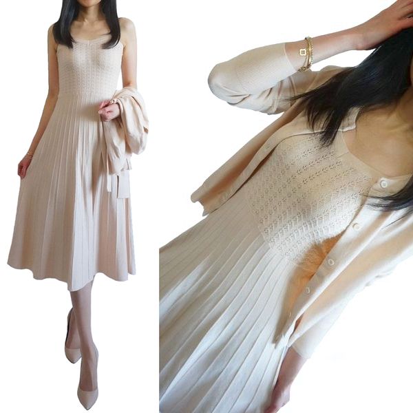 レディースファッション ワンピース セット ニットワンピース カーディガン セットアップ キャミワンピ フレアワンピース ニット ロングワンピ スプリング 春 ニットワンピ ロング フレアワンピース 滑らか アイボリー クリーム 長袖 カーディガン 超目玉枠 Blog