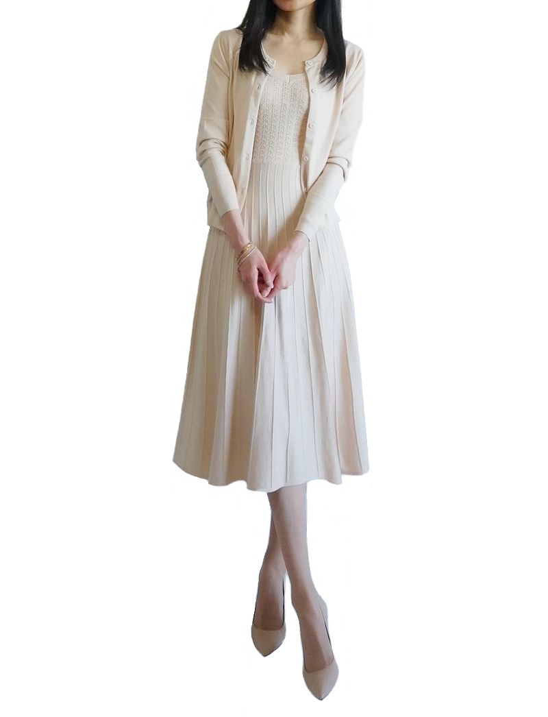 ニットワンピース キャミワンピ 清楚 ニットワンピ ２点セット 春 クーポンで Off カーディガン セット スプリング セットアップ ニット ワンピース カーディガンつき キャミワンピース キャミワンピ セット カーディガン 長袖 クリーム アイボリー 滑らか フレア