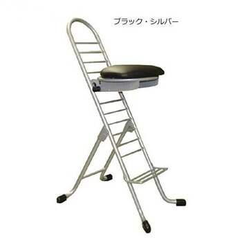 ルネセイコウ　プロワークチェアラウンド　日本製　完成品　PW-700R　ブラック・シルバー