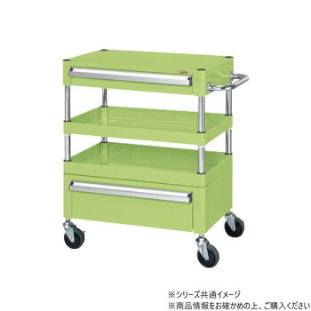 サカエ CSパールワゴン中量タイプ 引出し付 グリーン CSP-6072ACSE