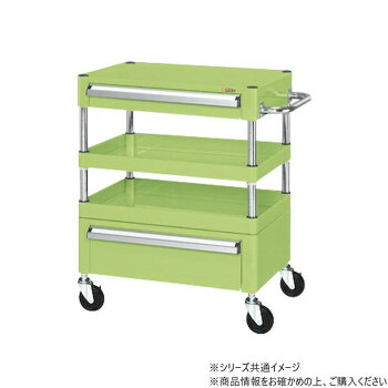 サカエ CSパールワゴン中量タイプ 引出し付 グリーン CSP-6082AC