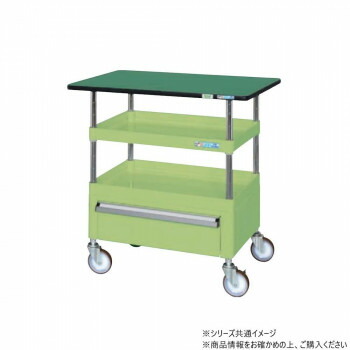 サカエ CSパールワゴン中量タイプ 引出し 天板付 グリーン CSP-9072CTESE