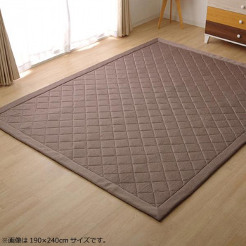 ラグ カーペット デニム調 ニットキルトラグ『アルバ2IT』 ブラウン 約190×240cm ホットカーペット対応 9810816