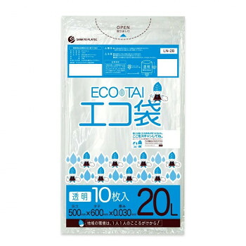 ECO TAI　エコ袋　20L LN-28 透明 10枚×100冊
