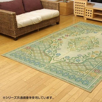 純国産 い草花ござカーペット ラグ 『アシック』 グリーン 江戸間3畳(約174&times;261cm) 4111003｜QUOLI