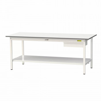 山金工業(YamaTec) SUP-1875UTT-WW ワークテーブル150シリーズ 固定式 キャビネット付 (H740mm) 1800&times;750mm (全面棚板付)｜QUOLI