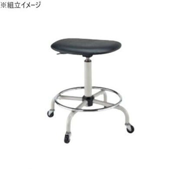 サカエ 作業用ワークチェアー キャスター付 背もたれ無し 390×380×534mm S3C-BKN