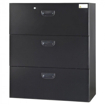豊國工業 壁面収納庫深型ラテラル3段 ブラック HOS-L3X-B CN-10色(ブラック)｜QUOLI