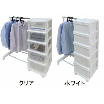 収納用品　シーズユニット5段　ハンガー付き　ホワイト・SIU-5H-WH