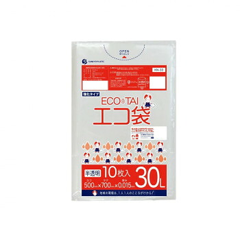ECO TAI　エコ袋　30L KN-33 半透明 10枚&times;100冊｜QUOLI
