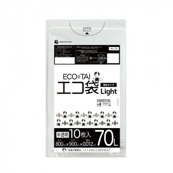 ECO TAI エコ袋Light 70L KU-73 半透明 10枚×100冊|QUOLI