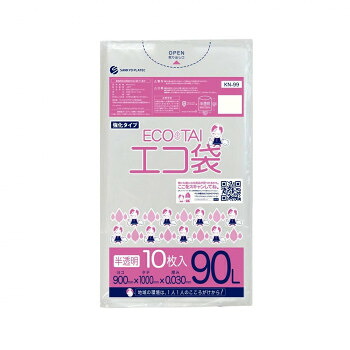 ECO TAI エコ袋 90L KN-99 半透明 10枚×40冊|QUOLI