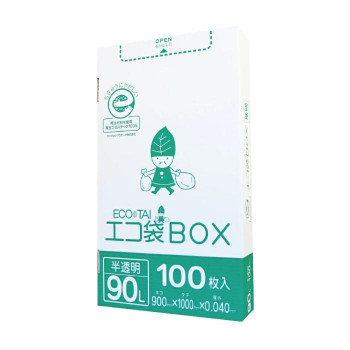 エコ袋BOX　90L HK-940 半透明 100枚&times;3小箱｜QUOLI