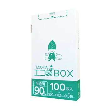 エコ袋BOX　90L HK-990 半透明 100枚×3小箱