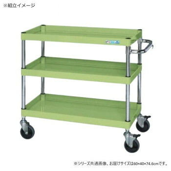 サカエ CSパールワゴン中量タイプ ダブルストッパー仕様 グリーン CSP-6073DSE|QUOLI