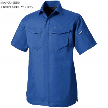 桑和 3008-03 半袖シャツ LLサイズ ブルー(8)