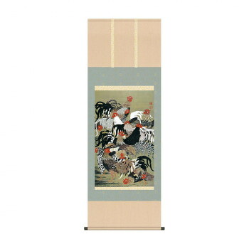 掛軸 伊藤若冲群鶏図 54.5×153cm KZ2G9-031|QUOLI
