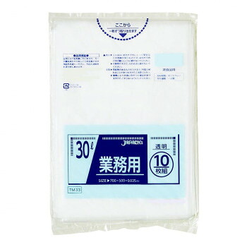 ジャパックス スタンダードポリ袋30L 透明 10枚&times;80冊 TM33｜QUOLI