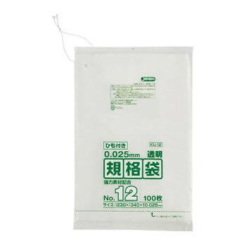 ジャパックス LD規格袋 厚み0.025mm No.12 ひも付き 透明 100枚×10冊×4箱 KU12|QUOLI