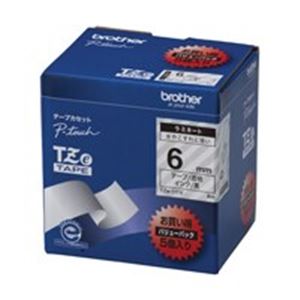 brother ブラザー工業 文字テープ/ラベルプリンター用テープ 【幅：6mm】 5個入り TZe-111V 透明に黒文字