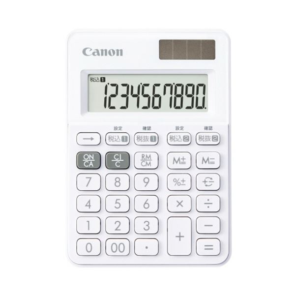 （まとめ） キヤノン カラフル電卓 ミニミニ卓上LS-100WT-SW 10桁 スノーホワイト 3946C001 1台 【&times;10セット】｜QUOLI