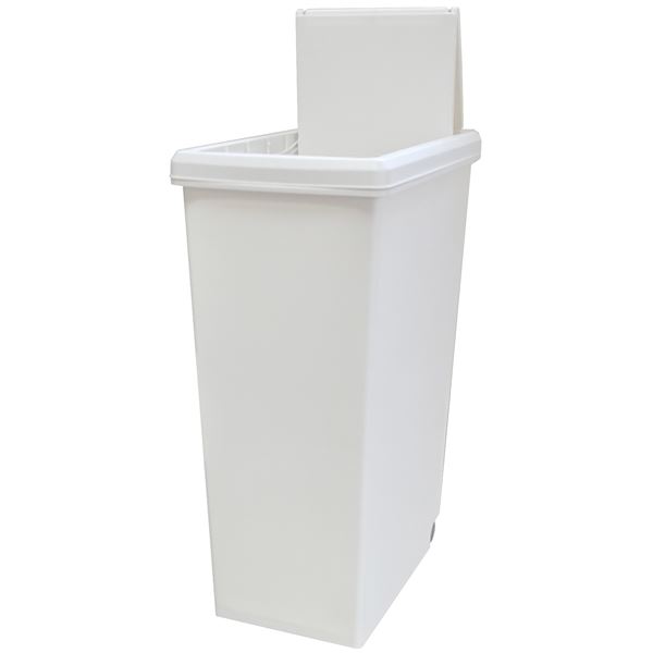 (まとめ) 棚の下に収まりフタがスライドするペール 45L ホワイト 【2個組】 抗菌素材配合 完成品