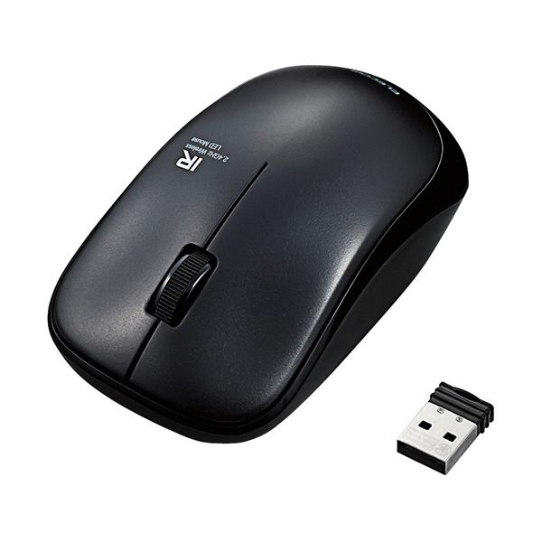 (まとめ）エレコム 3ボタン 無線IRマウスブラック M-IR07DRBK 1個【×5セット】