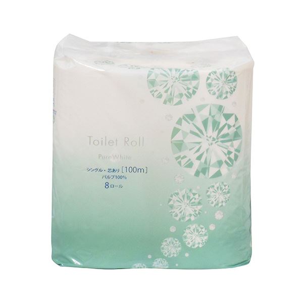 (まとめ）TANOSEE トイレットペーパーピュアホワイト シングル 芯あり 100m 1パック（8ロール）【×5セット】