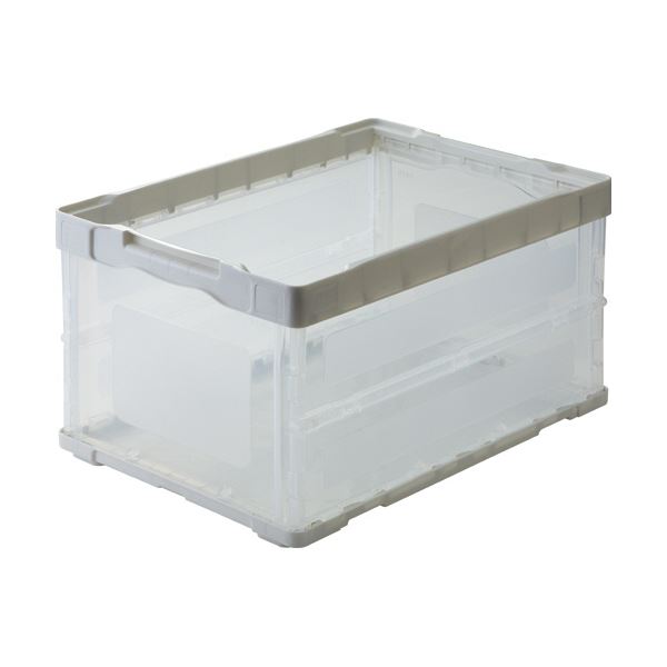 （まとめ） TANOSEE折りたたみコンテナ 軽量タイプ フタなし 40L ホワイト／透明 1台 【×3セット】