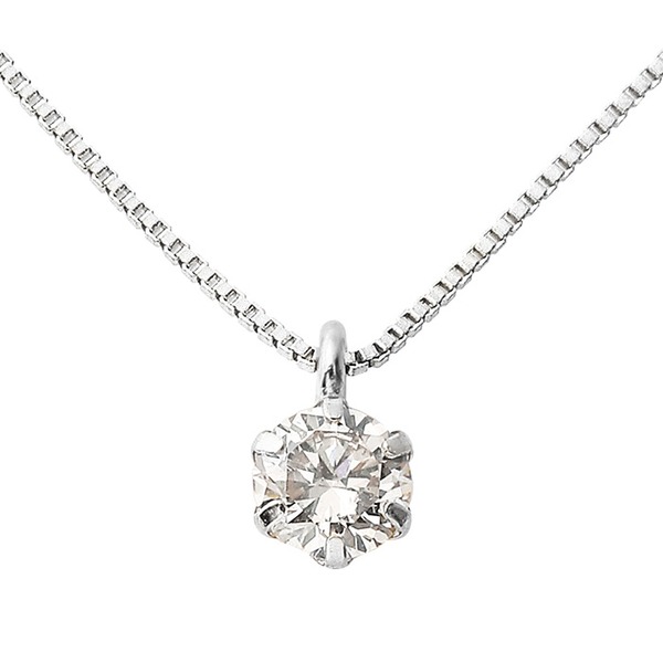 ダイヤモンド ネックレス 0.1ct プラチナ Pt900 一粒 6本爪 シンプル ダイヤネックレス ペンダント 鑑別カード付き 30,845円